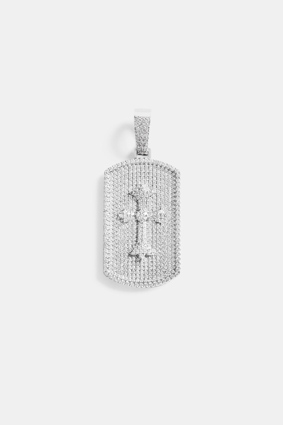 Cross Jewellery | cernucci Cross Jewellery Iced Cz Debossed Celtic Cross Dog Tag Pendant