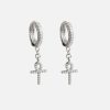 Earrings | cernucci Earrings Iced Ankh Earrings - Silver