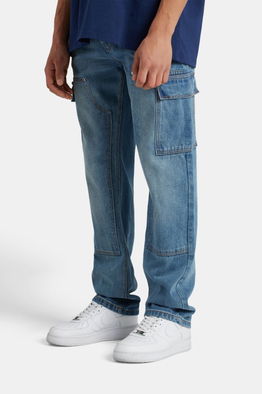 Jeans | CLO-BOT-DEN Jeans Relaxed Cargo Carpenter Jeans - Mid Blue