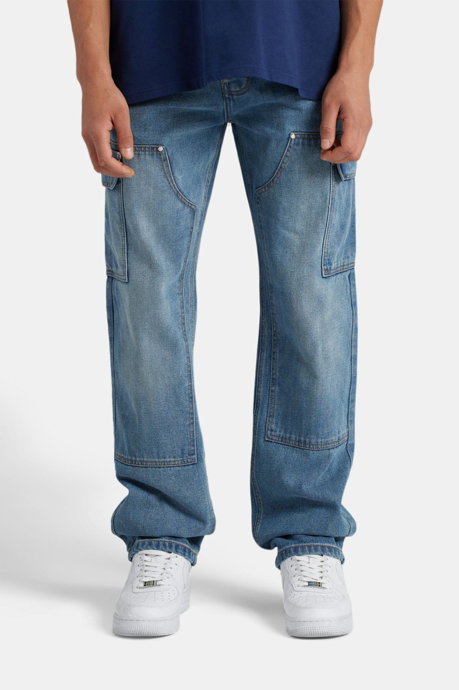 Jeans | CLO-BOT-DEN Jeans Relaxed Cargo Carpenter Jeans - Mid Blue