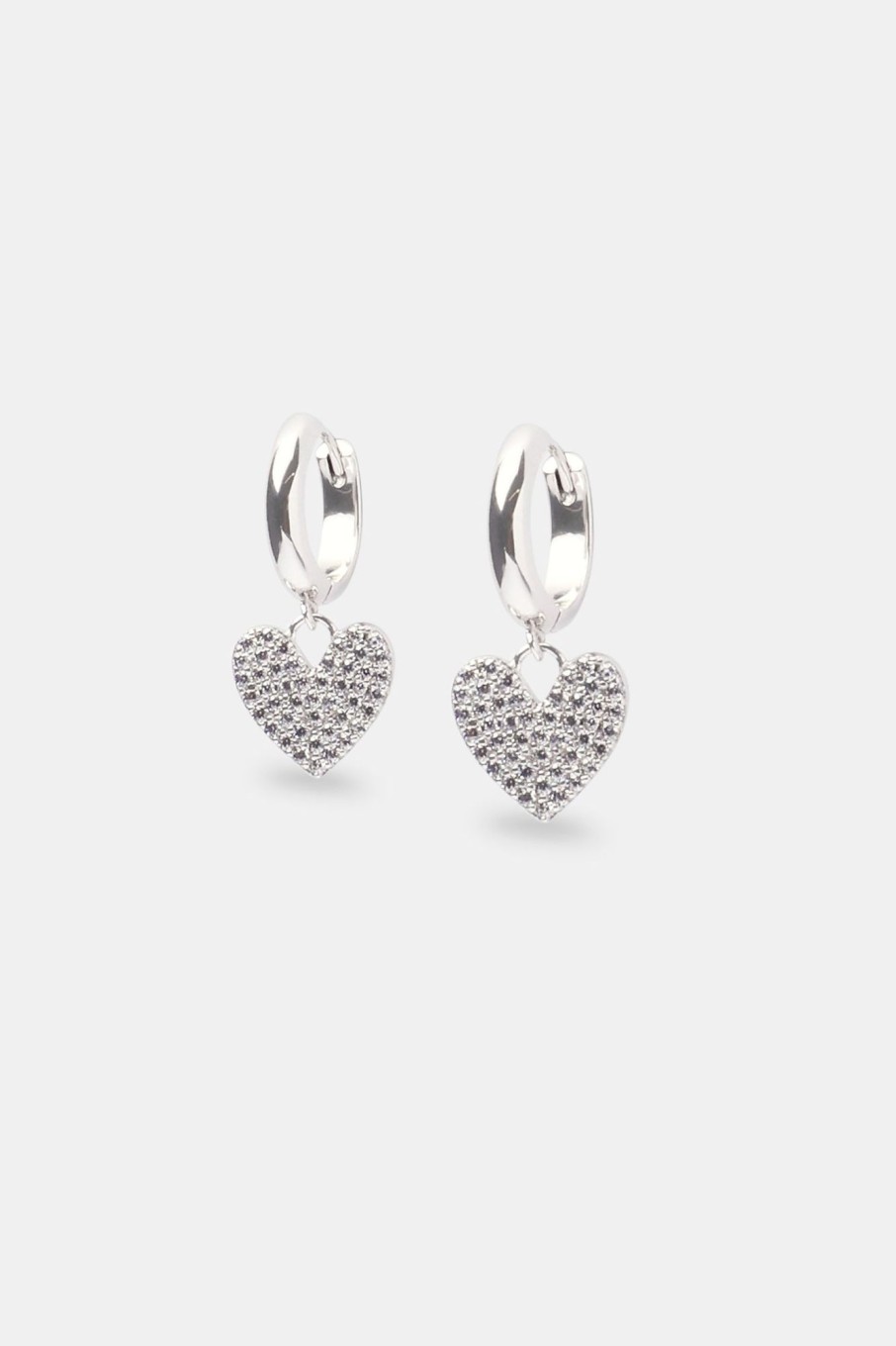 Iced Jewellery | JWL-EAR Iced Jewellery Iced Heart Huggie Hoop Earrings - White