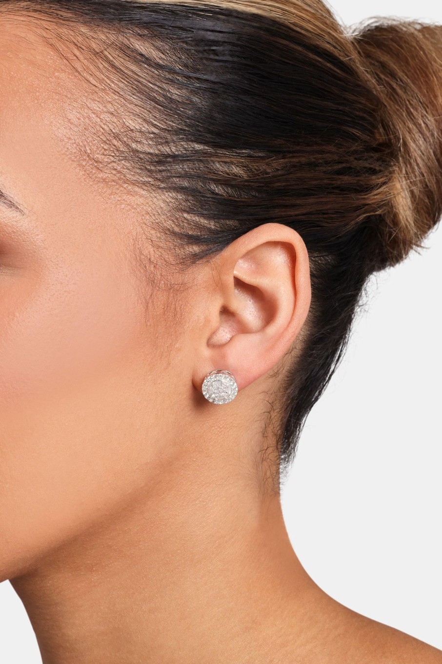 Earrings | JWL-EAR Earrings Round Cluster Stud Earrings - White