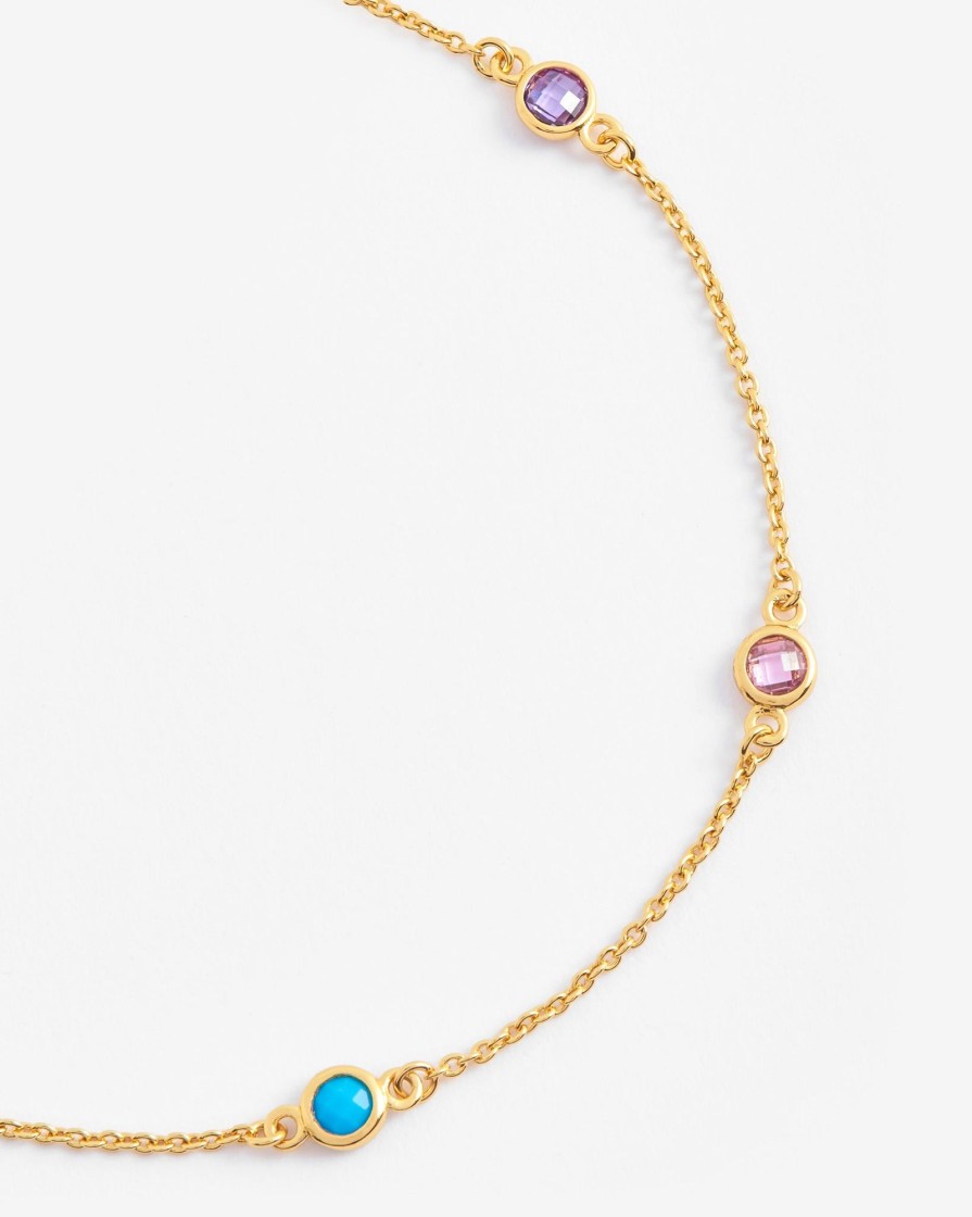 Anklets | JWL-ANK Anklets Multicolour Bezel Stone Anklet - Gold