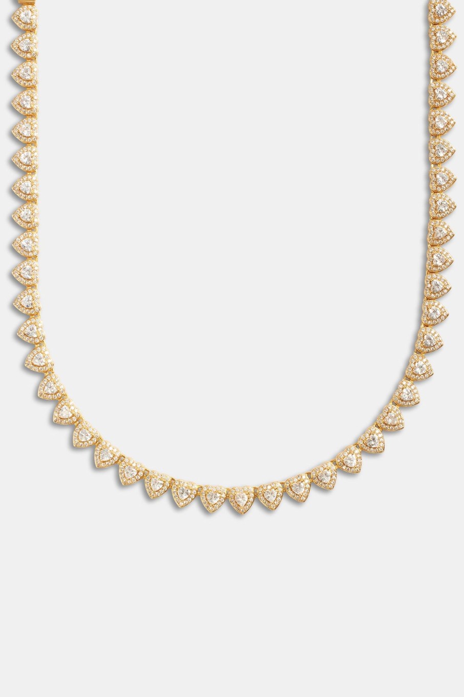 Iced Jewellery | JWL-NECK Iced Jewellery 7Mm Gold Plated Iced Cz Heart Tennis Necklace