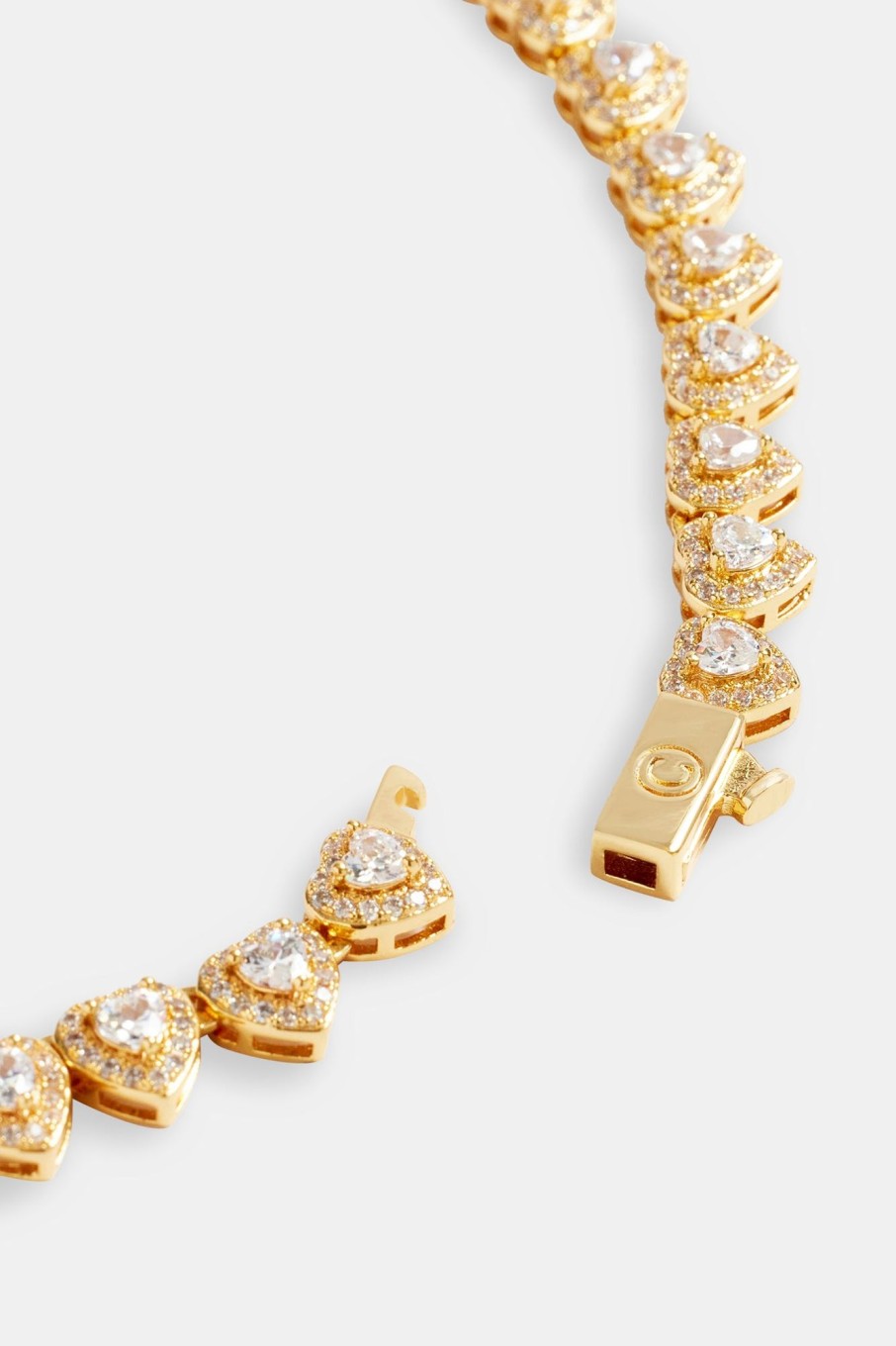 Iced Jewellery | JWL-NECK Iced Jewellery 7Mm Gold Plated Iced Cz Heart Tennis Necklace