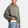 Hoodies & Sweatshirts | cernucci Hoodies & Sweatshirts Long Sleeve Collared Sweatshirt - Washed Green