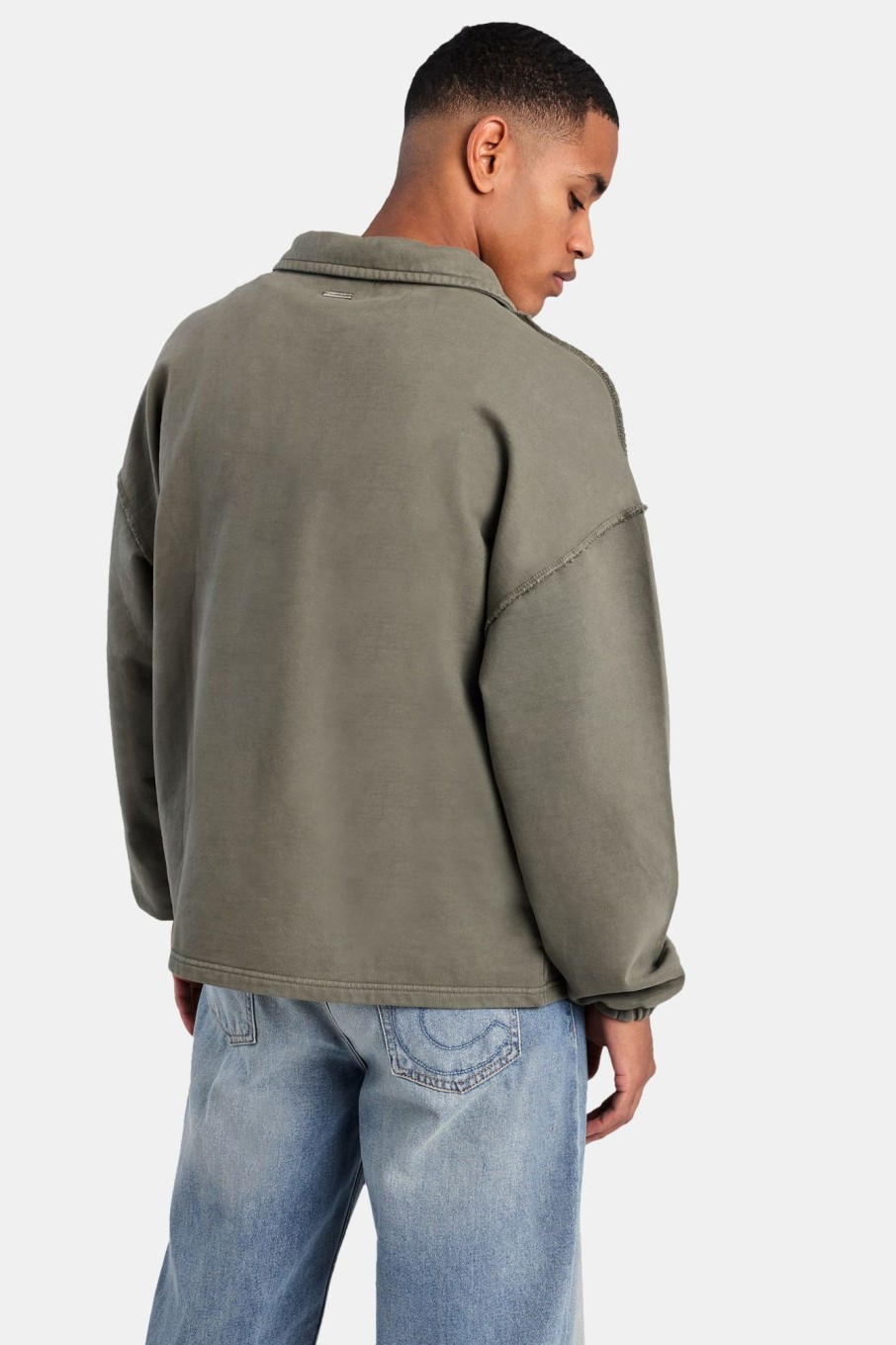 Hoodies & Sweatshirts | cernucci Hoodies & Sweatshirts Long Sleeve Collared Sweatshirt - Washed Green