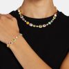 Jewellery Sets | JWL-BUND Jewellery Sets Pink Multi Gemstone Motif Necklace U0026 Bracelet - Gold