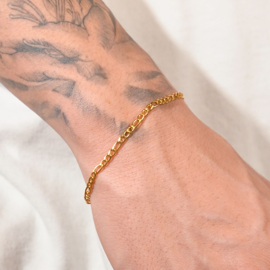 Bracelets & Bangles | JWL-BRA Bracelets & Bangles 3Mm Figaro Bracelet - Gold