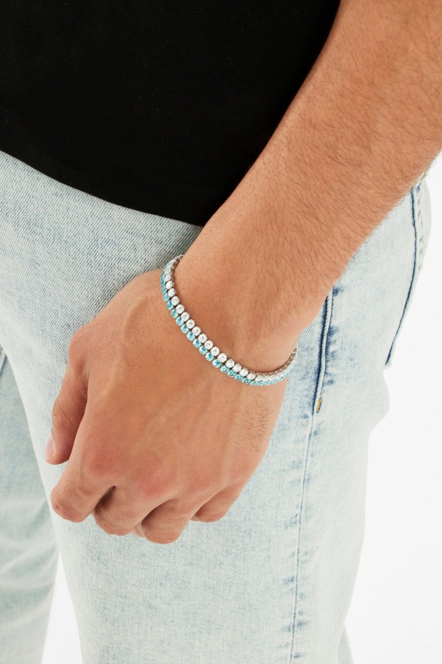 Bracelets & Bangles | cernucci Bracelets & Bangles Double Row Iced Blue Tennis Bracelet