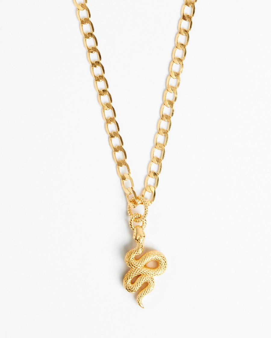 Necklaces | JWL-NECK Necklaces Curb Chain Snake Pendant Necklace - Gold