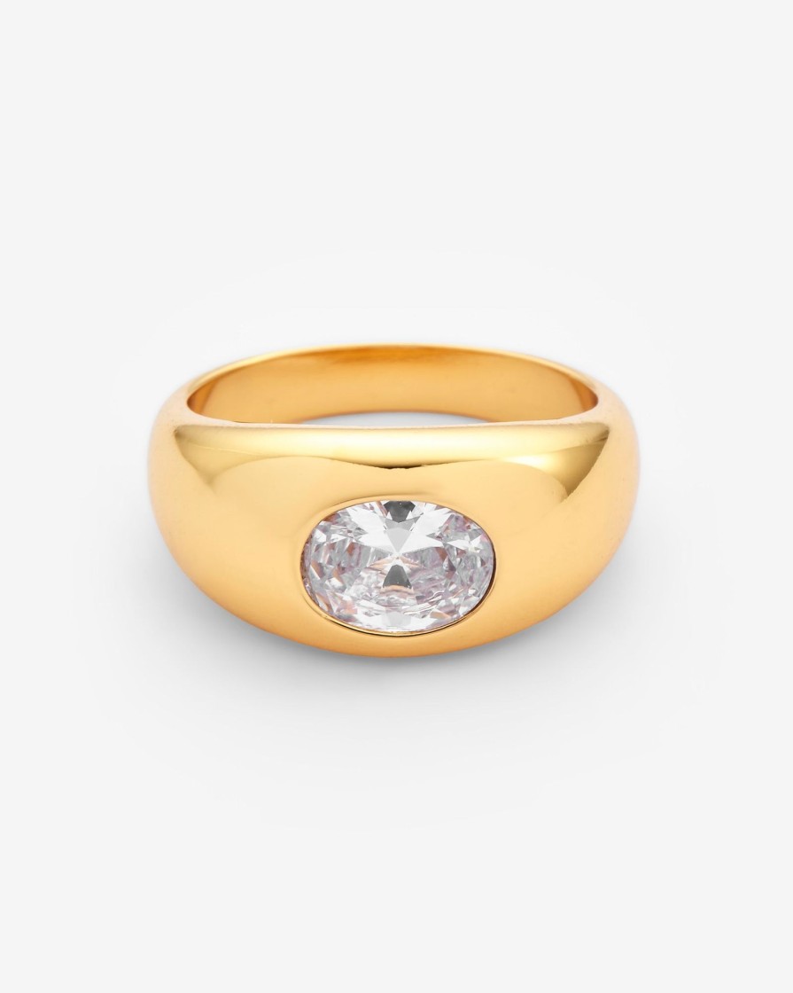 Rings | cernucci Rings Gemstone Dome Ring - Gold