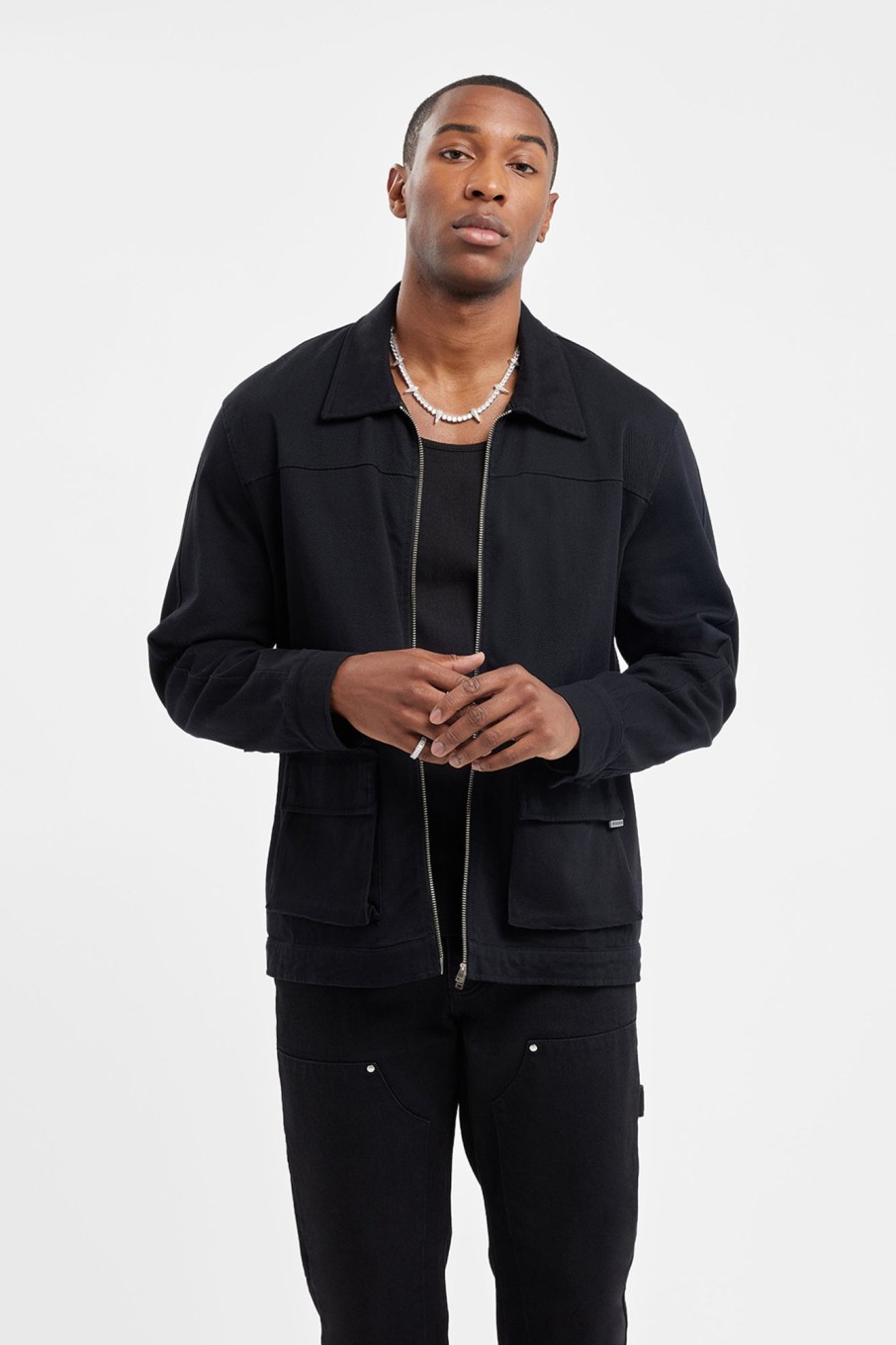 Outerwear | cernucci Outerwear Cernucci Cargo Harrington Jacket - Black