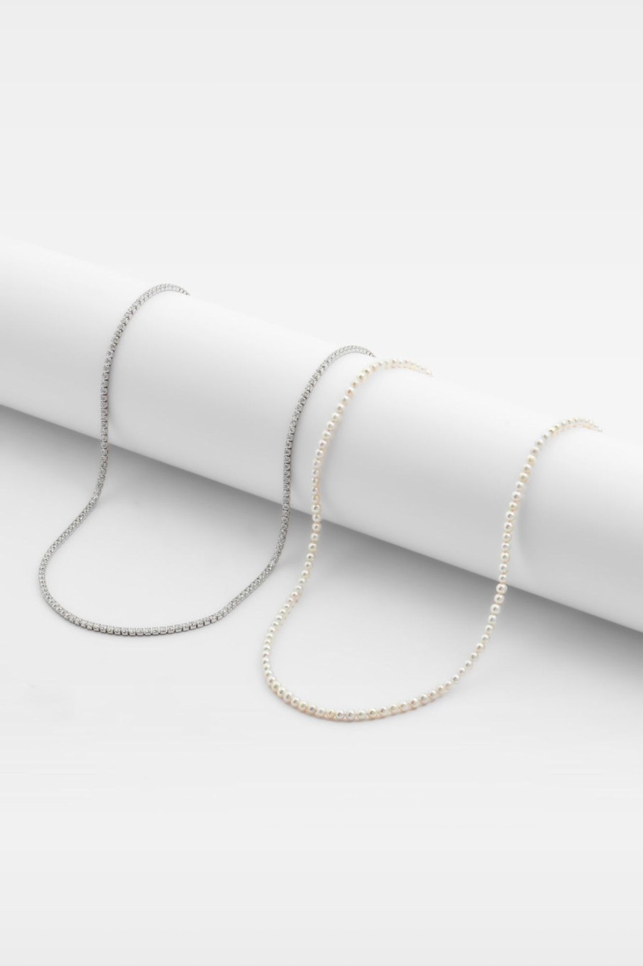 Pearls | JWL-BUND Pearls 4Mm Pearl Chain U0026 2.5Mm Micro Tennis Chain