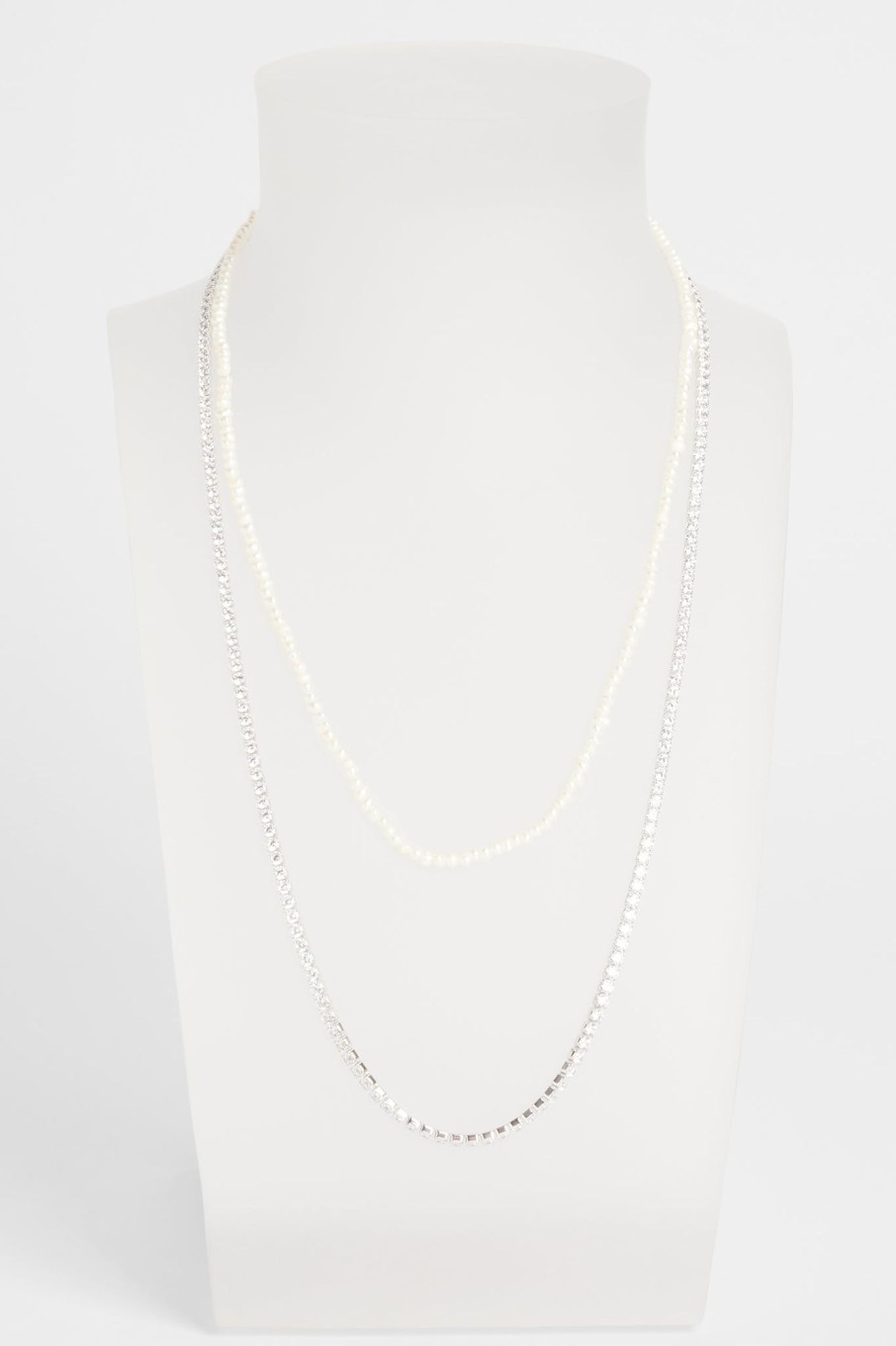 Pearls | JWL-BUND Pearls 4Mm Pearl Chain U0026 2.5Mm Micro Tennis Chain