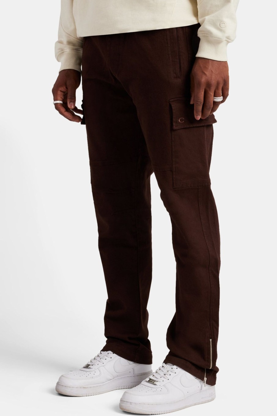 Trousers & Joggers | CLO-BOT-TRO Trousers & Joggers Zip Hem Cargo Trouser - Chocolate