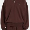 Hoodies & Sweatshirts | cernucci Hoodies & Sweatshirts Half Zip Sweatshirt - Chestnut