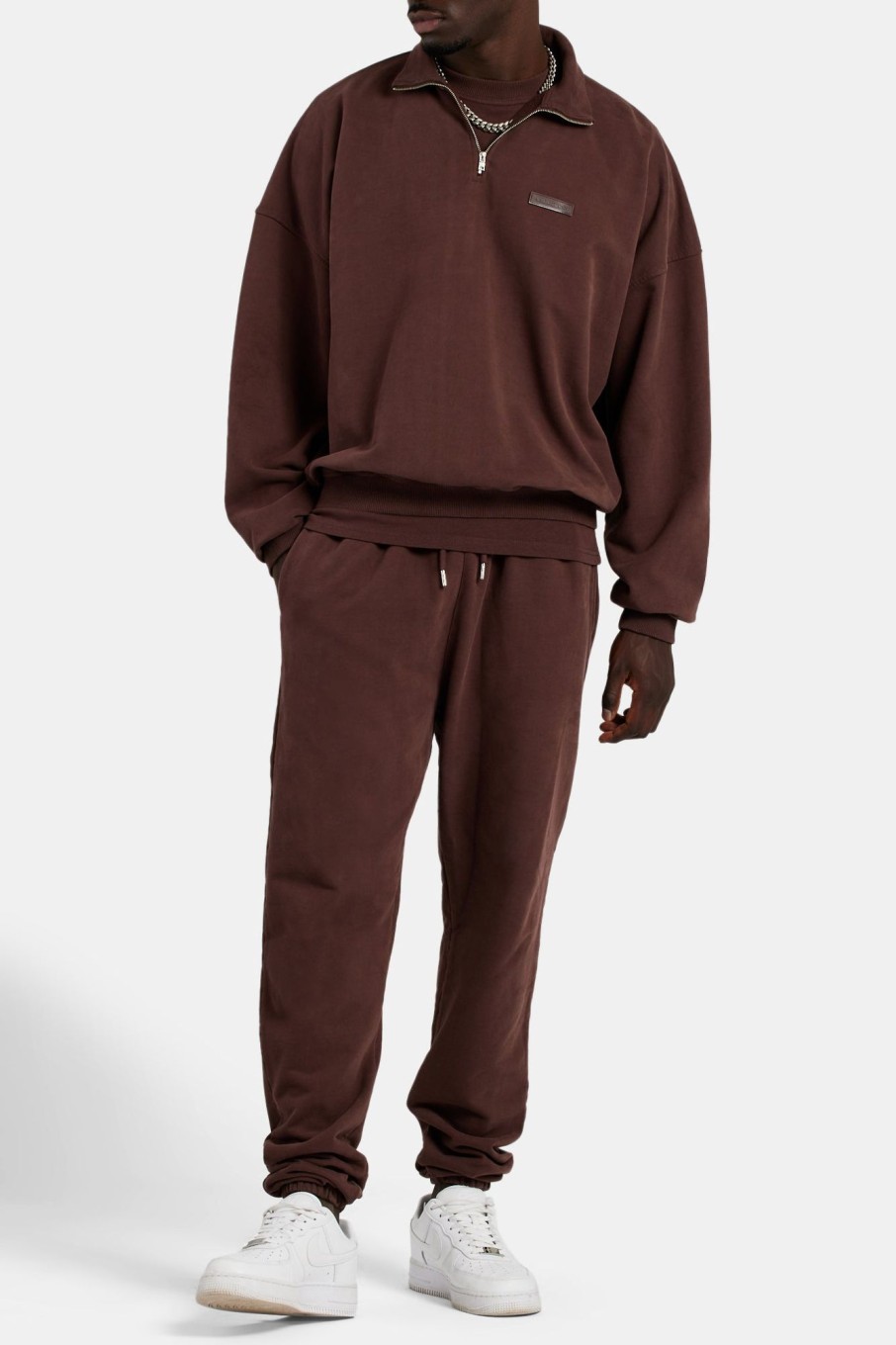 Hoodies & Sweatshirts | cernucci Hoodies & Sweatshirts Half Zip Sweatshirt - Chestnut