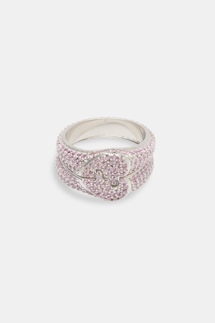 Iced Jewellery | JWL-RNG Iced Jewellery Iced Connecting Heart Ring - Pink