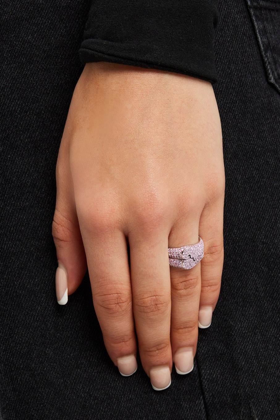 Iced Jewellery | JWL-RNG Iced Jewellery Iced Connecting Heart Ring - Pink