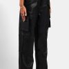 Trousers & Joggers | CLO-BOT-TRO Trousers & Joggers Wide Leg Faux Leather Cargo Trouser - Black