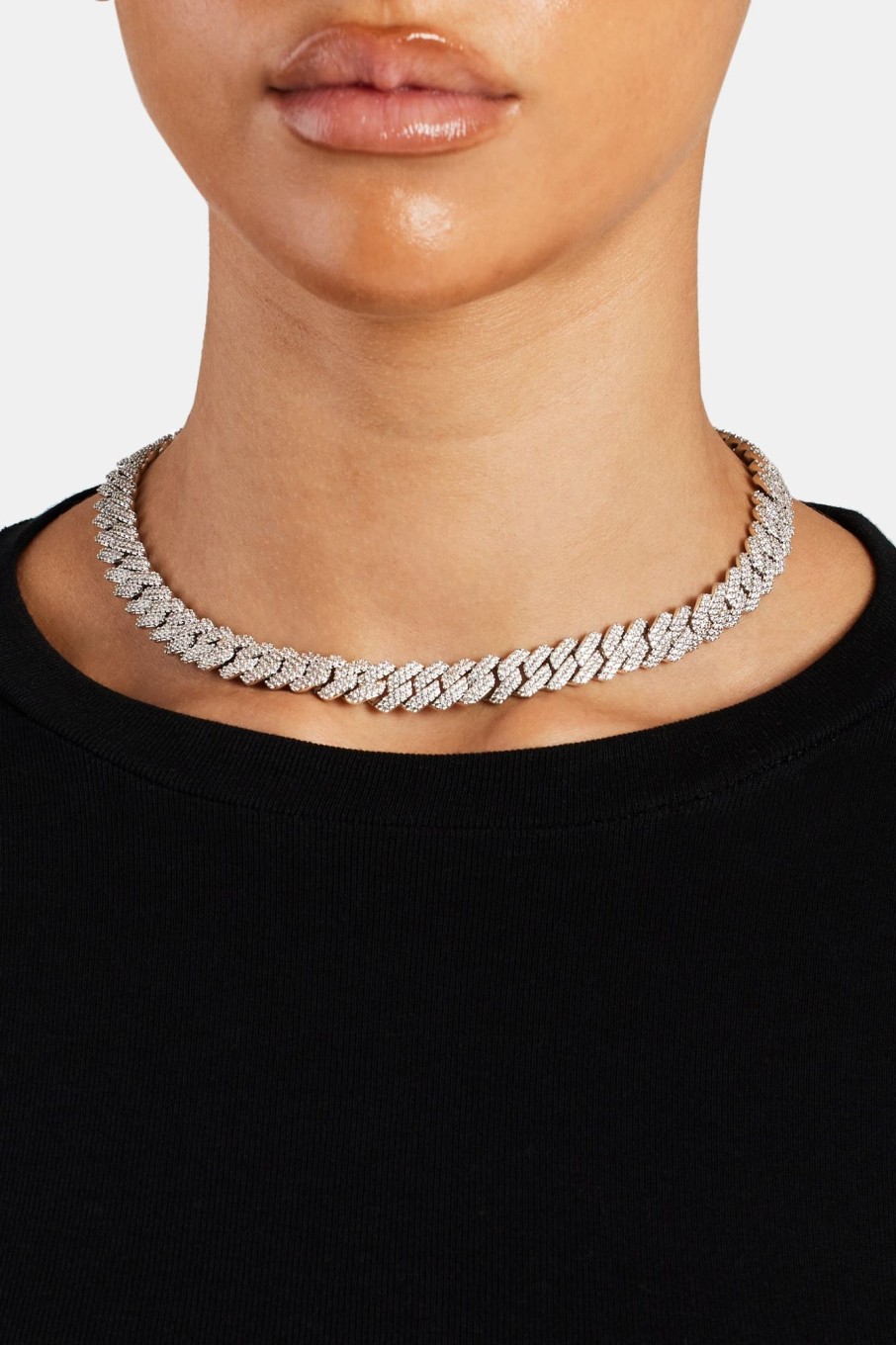 Iced Jewellery | cernucci Iced Jewellery Womens 10Mm Iced Prong Cuban Chain