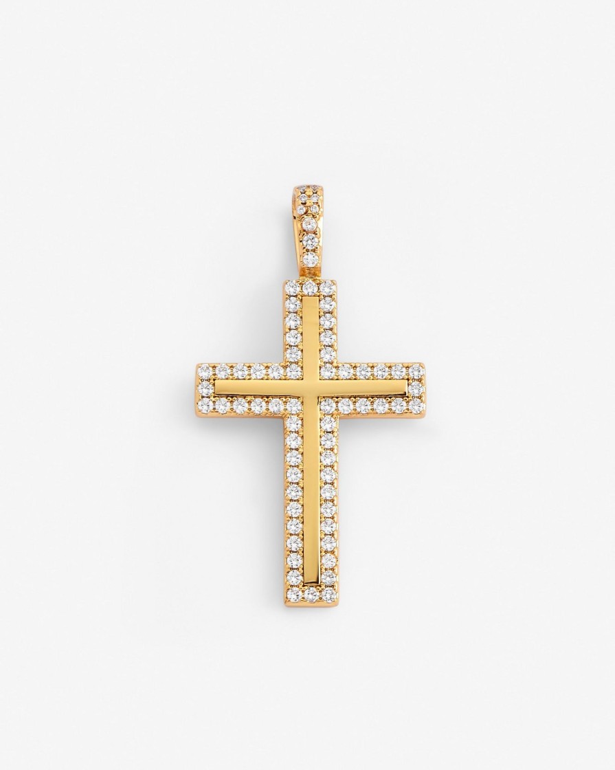 Cross Jewellery | cernucci Cross Jewellery Iced Cross Pendant - Gold