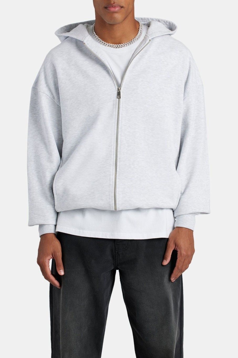 Hoodies & Sweatshirts | cernucci Hoodies & Sweatshirts Zip Through Hoodie - Ash Grey