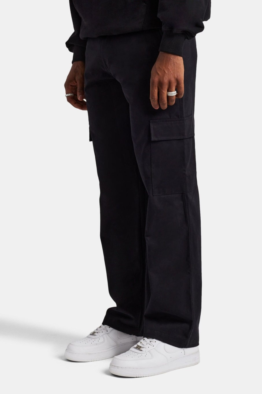 Trousers & Joggers | CLO-BOT-TRO Trousers & Joggers Fixed Waistband Relaxed Cargo Trouser - Black