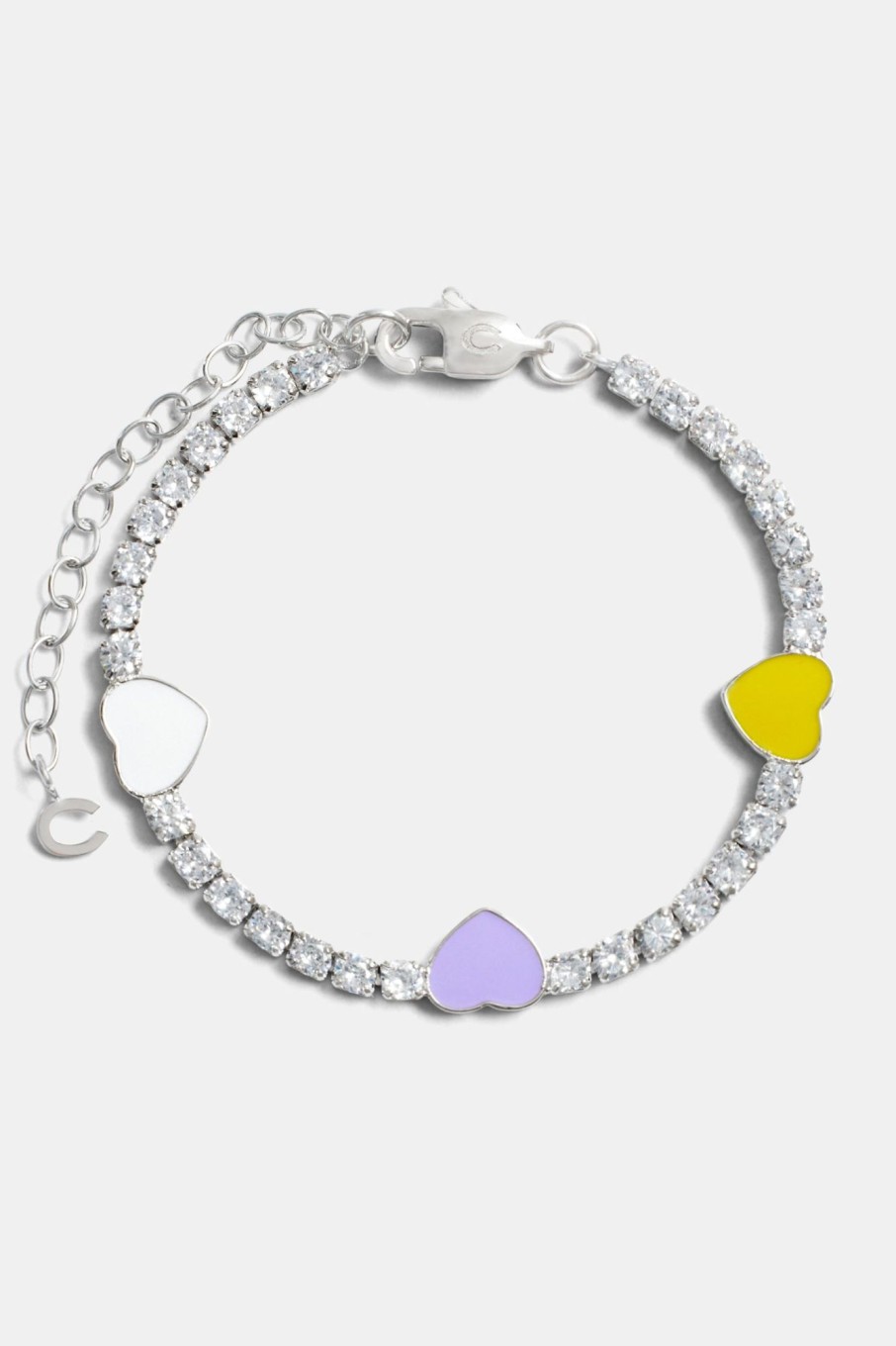 Bracelets & Bangles | JWL-BRA Bracelets & Bangles Iced Cz And Enamel Heart Tennis Bracelet