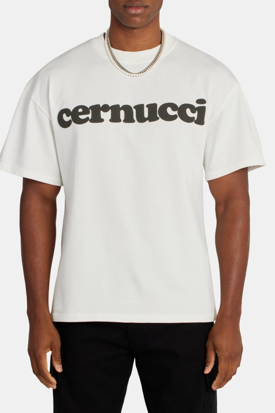 T-Shirts & Vests | cernucci T-Shirts & Vests Boxy Cernucci Logo Puff Print T-Shirt - Ecru