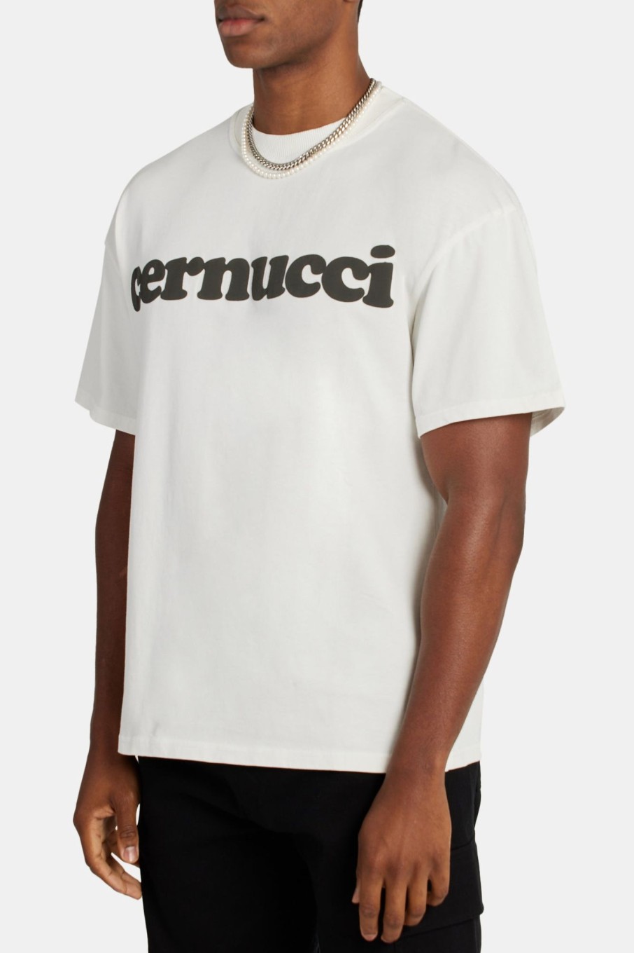 T-Shirts & Vests | cernucci T-Shirts & Vests Boxy Cernucci Logo Puff Print T-Shirt - Ecru