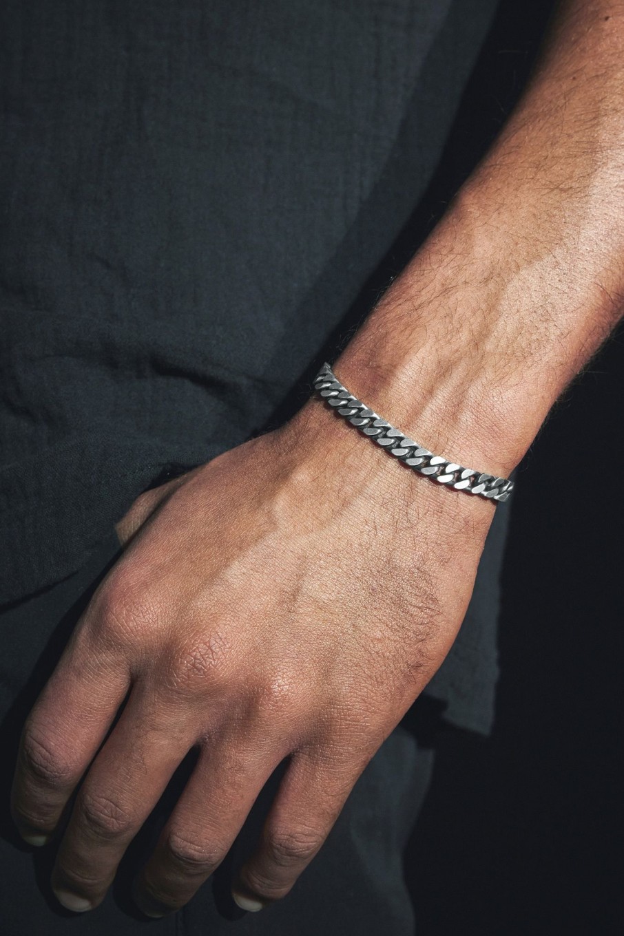 925 Sterling Silver | cernucci 925 Sterling Silver 925 Sterling Silver Oxidised Flat Cuban Bracelet