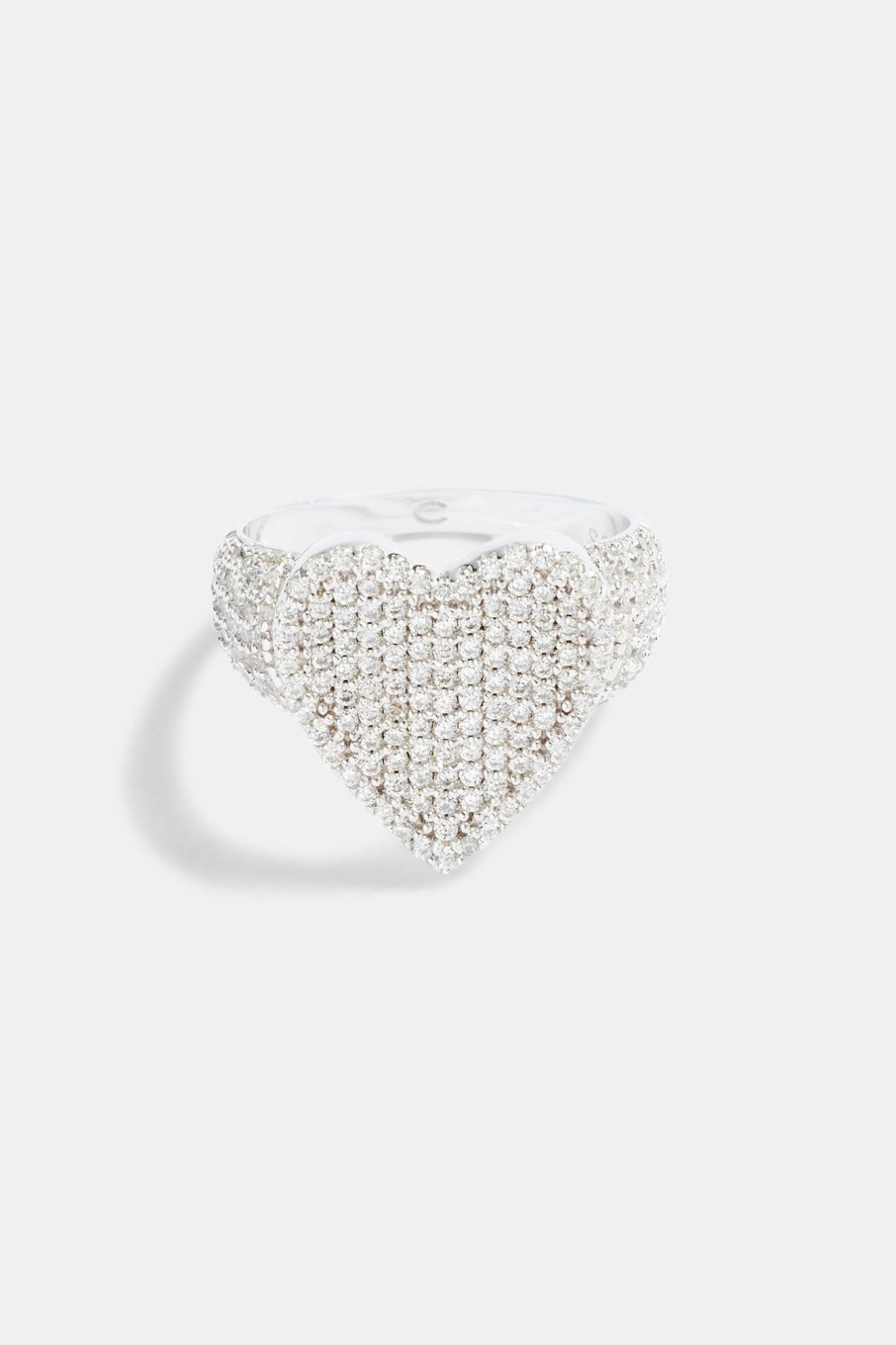 Iced Jewellery | JWL-RNG Iced Jewellery Sterling Silver Iced Cz Baguette Heart Ring