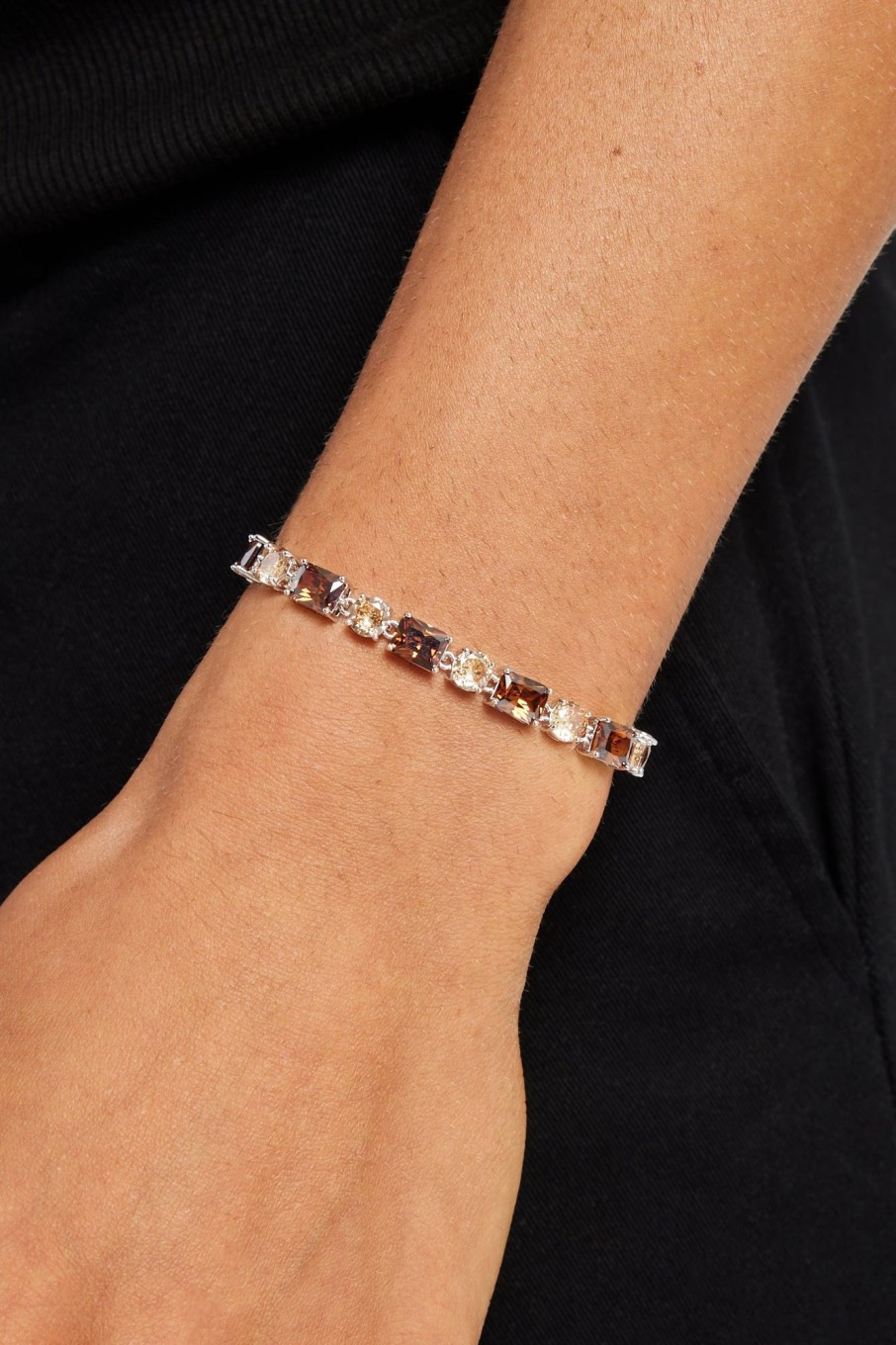 Bracelets & Bangles | cernucci Bracelets & Bangles Iced Cz Chocolate Multi Shape Tennis Bracelet