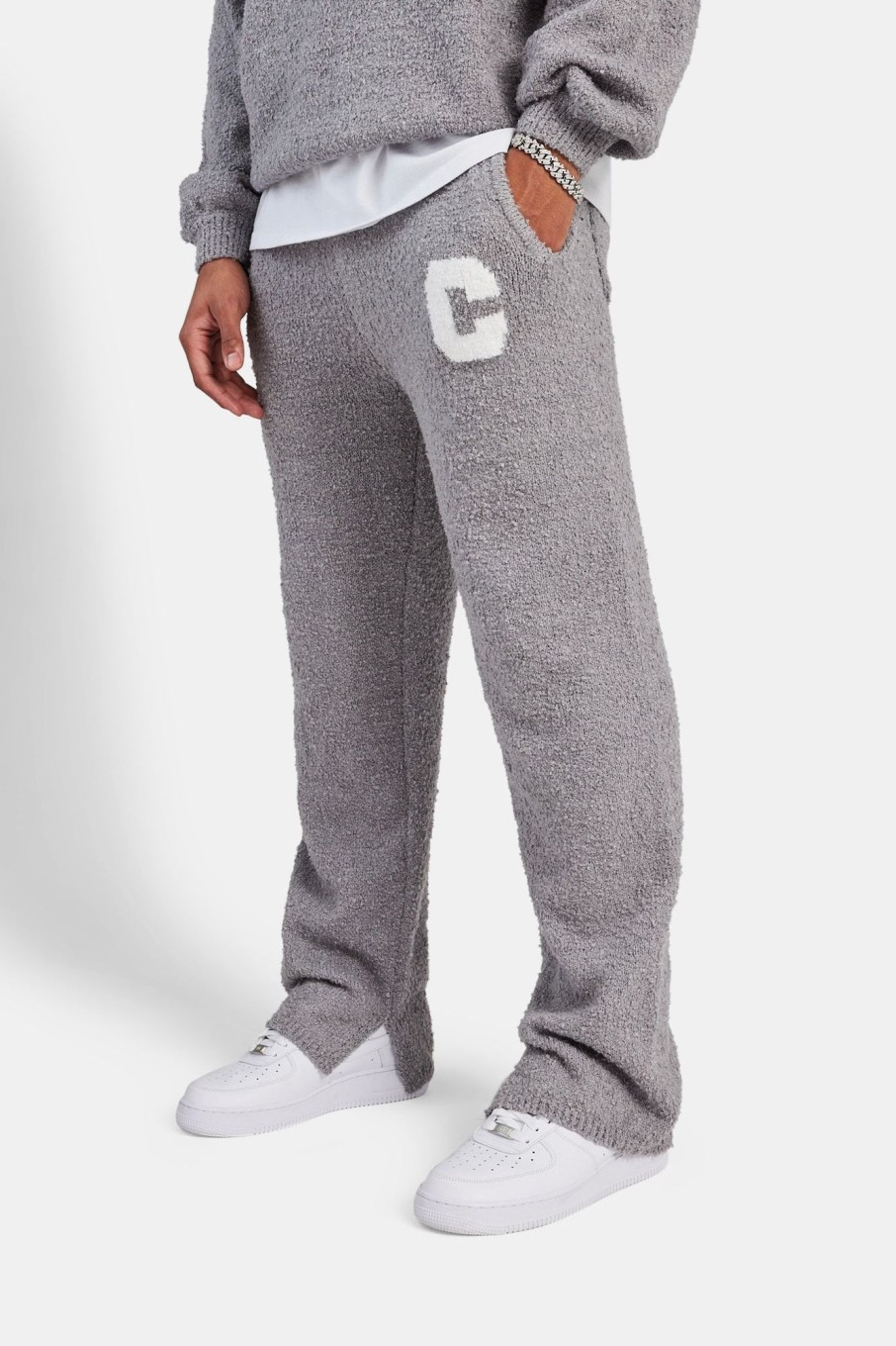 Trousers & Joggers | CLO-BOT-TRO Trousers & Joggers Textured Knitted Split Hem Jogger