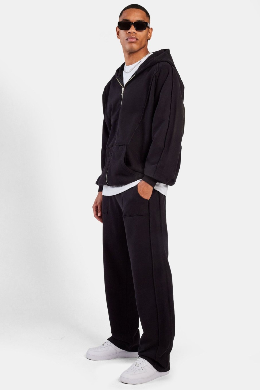 Trousers & Joggers | cernucci Trousers & Joggers Exposed Seam Straight Leg Jogger - Black