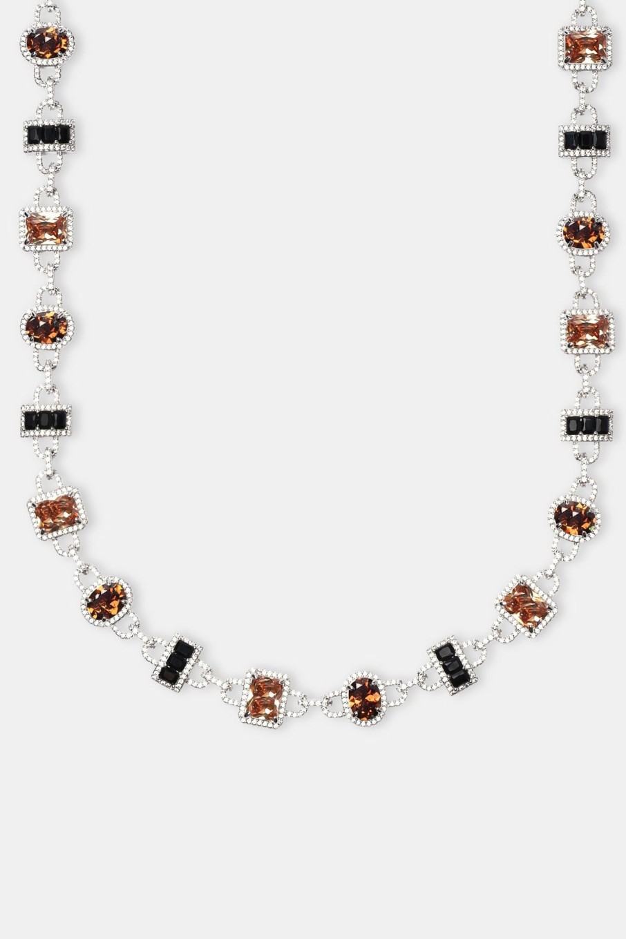 Jewellery Sets | cernucci Jewellery Sets Iced Chocolate Mixed Shape Gemstone Chain U0026 Bracelet - White