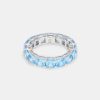 925 Sterling Silver | cernucci 925 Sterling Silver Iced Single Row Tennis Ring - Blue