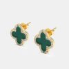 Earrings | JWL-EAR Earrings Green Motif Stud Earrings - Gold