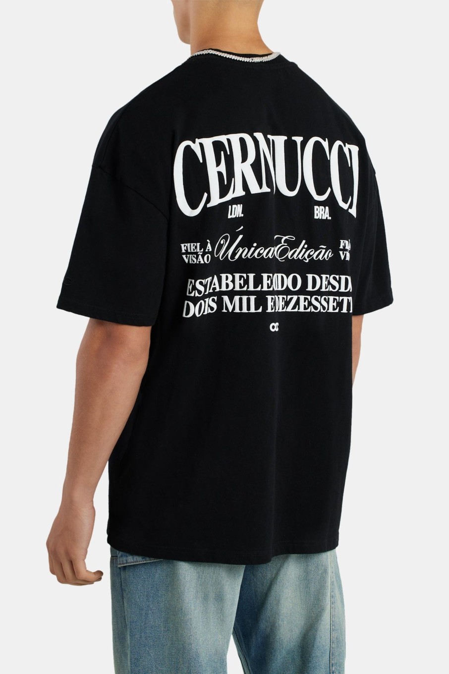 T-Shirts & Vests | cernucci T-Shirts & Vests Oversized Cernucci Text Print T-Shirt - Black