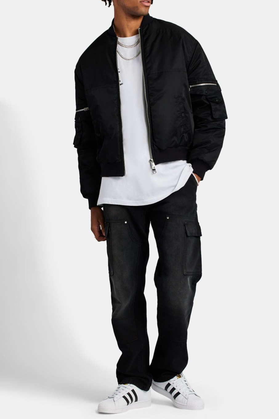 Outerwear | cernucci Outerwear Cargo Bomber Jacket - Black