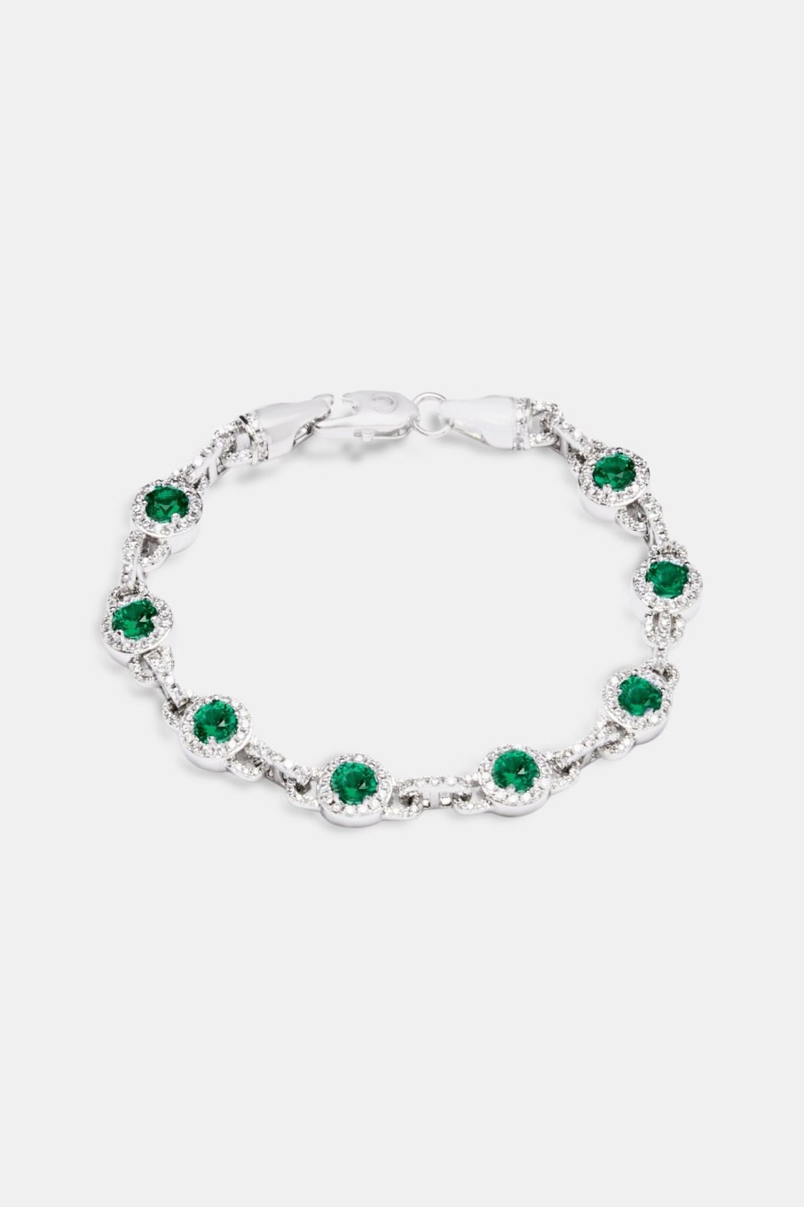 Iced Jewellery | cernucci Iced Jewellery 9Mm Green Centre Link Bracelet