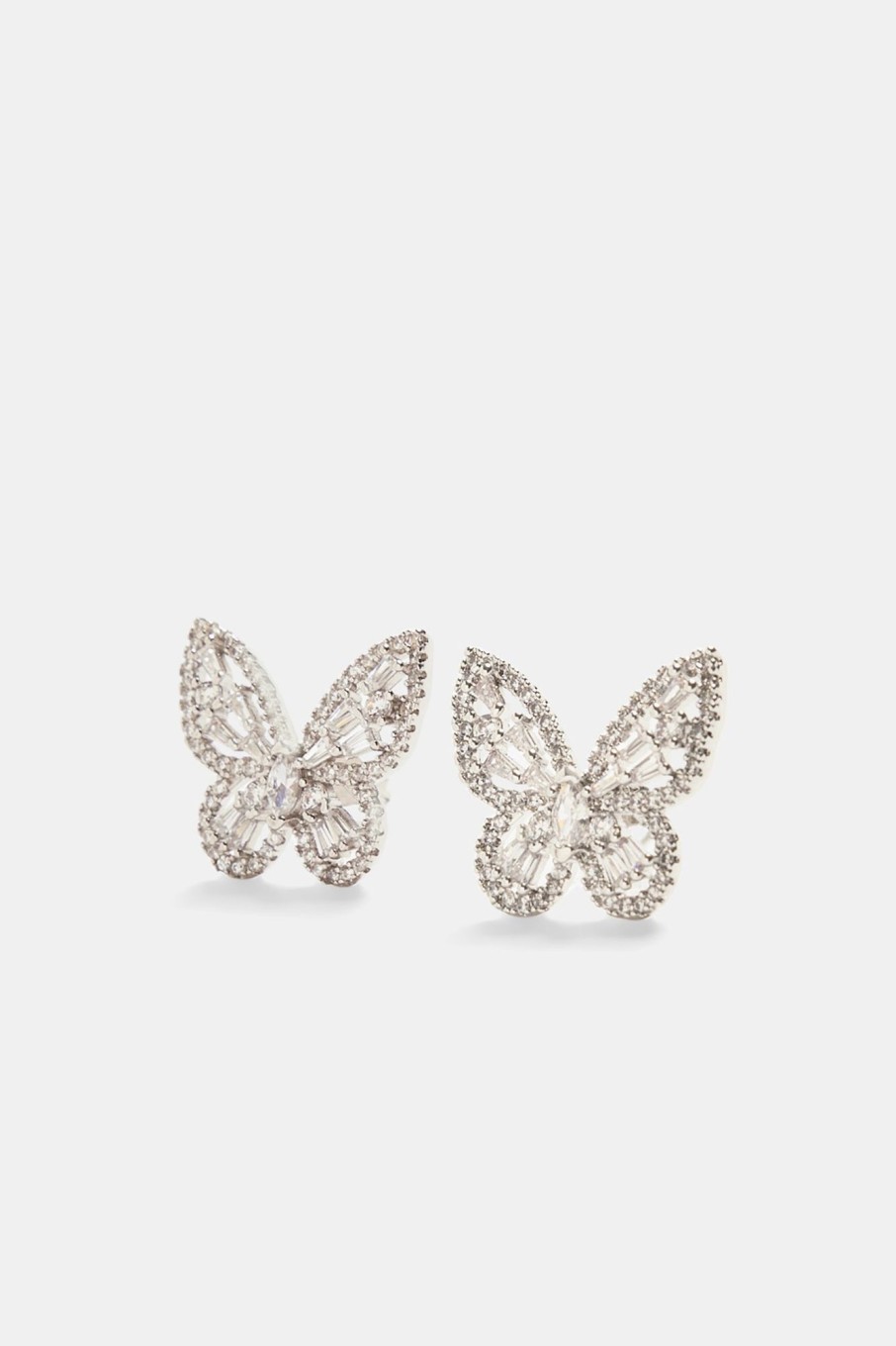 Earrings | JWL-EAR Earrings Sterling Silver Iced Cz Baguette Butterfly Stud Earrings