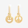 Earrings | JWL-EAR Earrings 2 Pack Happy U0026 Peace Huggie Hoop Earrings - Gold