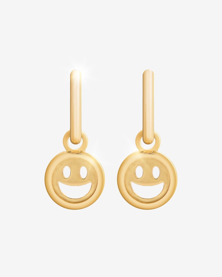 Earrings | JWL-EAR Earrings 2 Pack Happy U0026 Peace Huggie Hoop Earrings - Gold