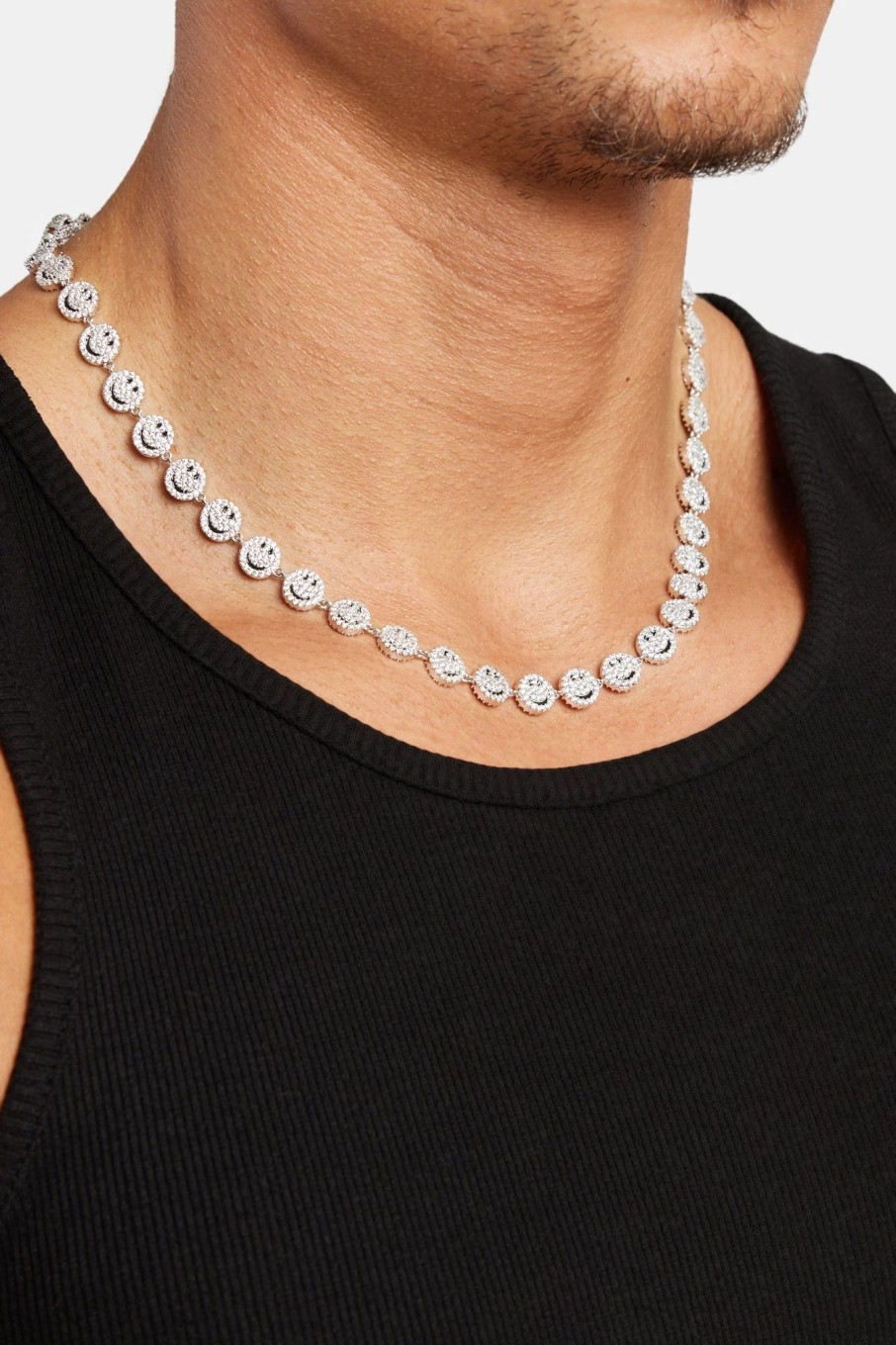 Iced Jewellery | cernucci Iced Jewellery Iced Cz Happy Face Chain