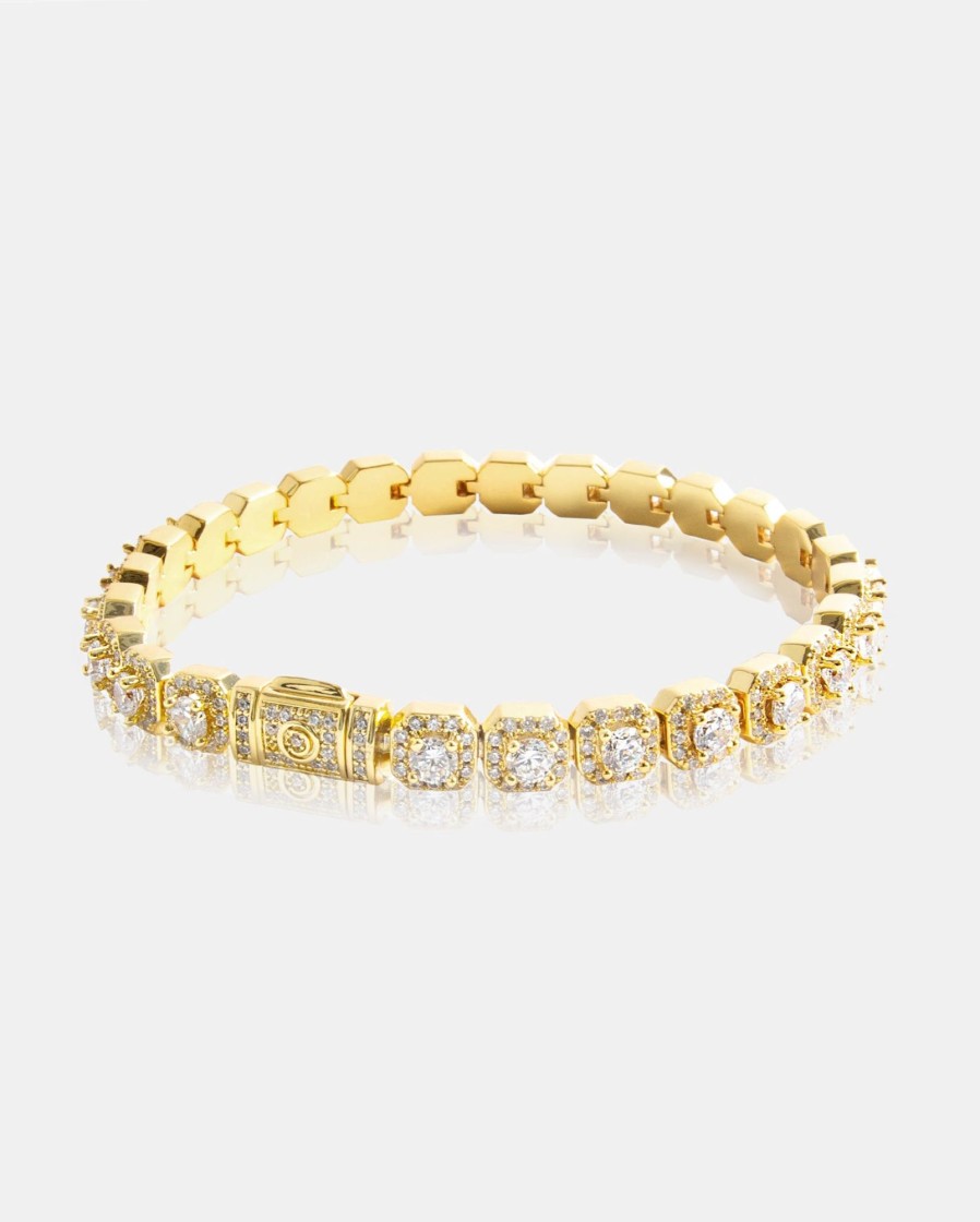 Iced Jewellery | JWL-BRA Iced Jewellery 7Mm Clustered Tennis Bracelet - Gold