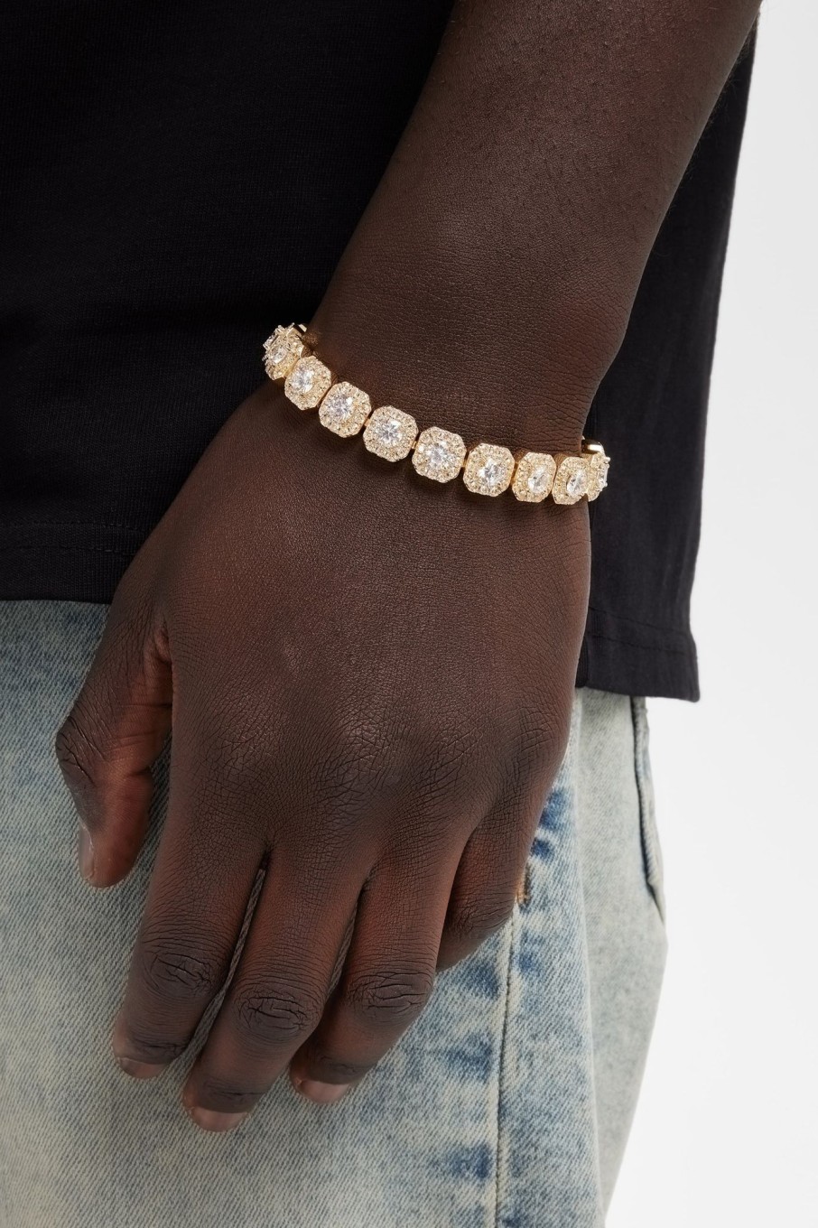 Iced Jewellery | JWL-BRA Iced Jewellery 7Mm Clustered Tennis Bracelet - Gold