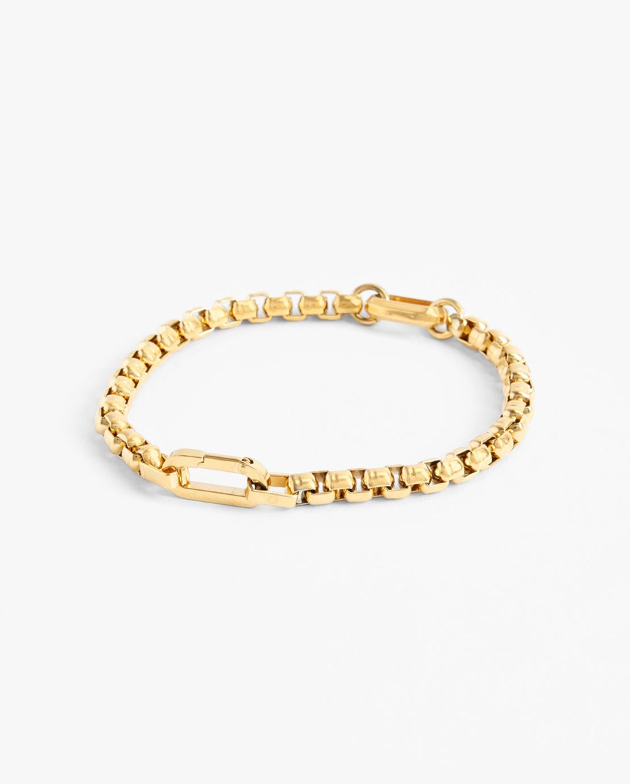 Bracelets & Bangles | JWL-BRA Bracelets & Bangles 6Mm Double Clasp Detail Bracelet - Gold